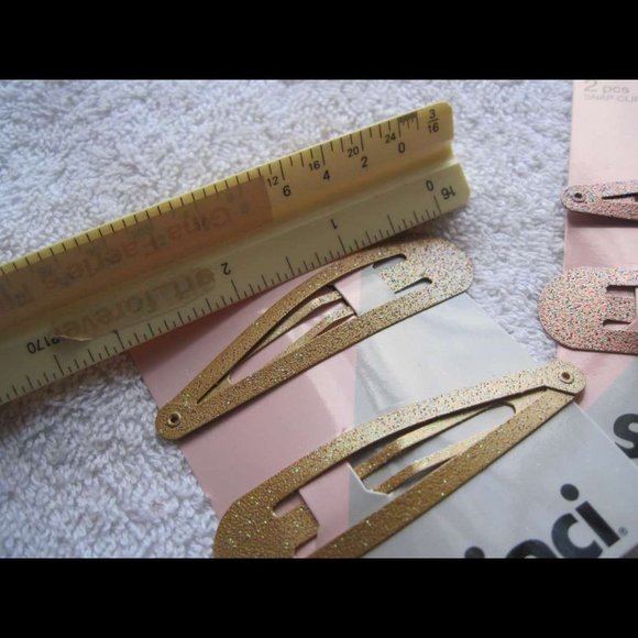 2 Scunci Large 3" Metal Glitter Snap Contour Hair Clips Conair Silver Gold Pink - Picture 2 of 11